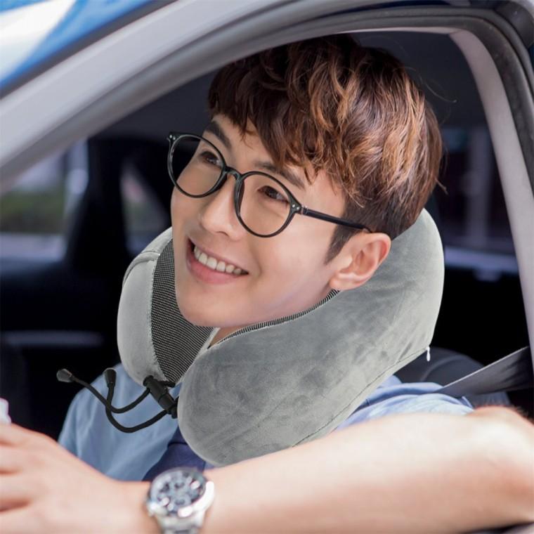 릴렉션 메모리폼 목베개 3종세트 그레이 휴대용 목베개