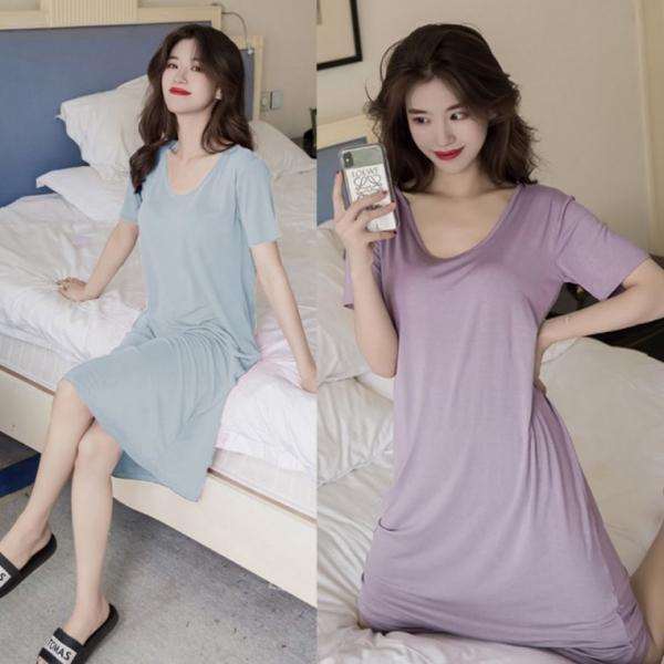 브라캡 반팔 원피스 홈웨어 반팔 잠옷 노와이어 노브라 집콕