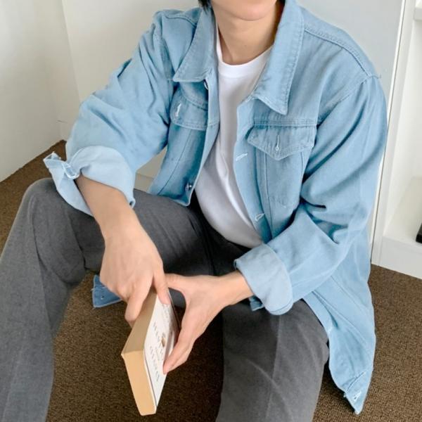 캐주얼 청자켓 생지 연청 블랙 데님 트러커 재킷