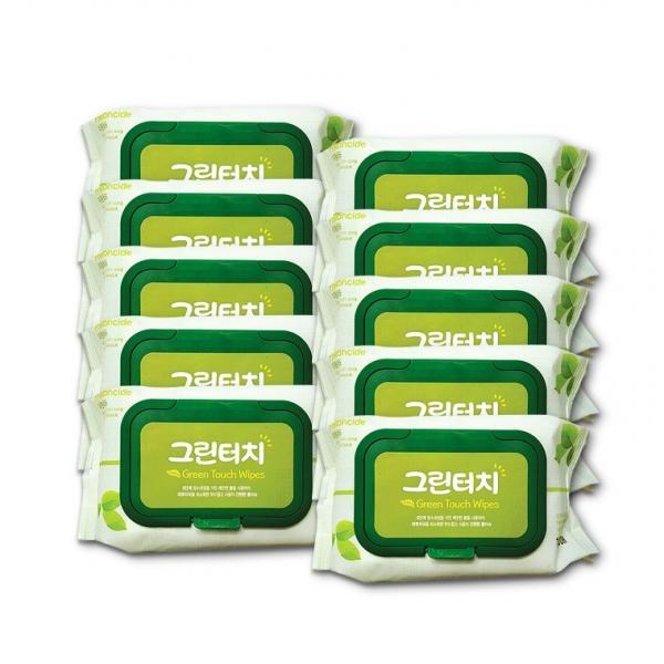 그린터치물티슈(100매 캡형) 30개 국산 아기 유아 대용량물티슈 물티슈100매