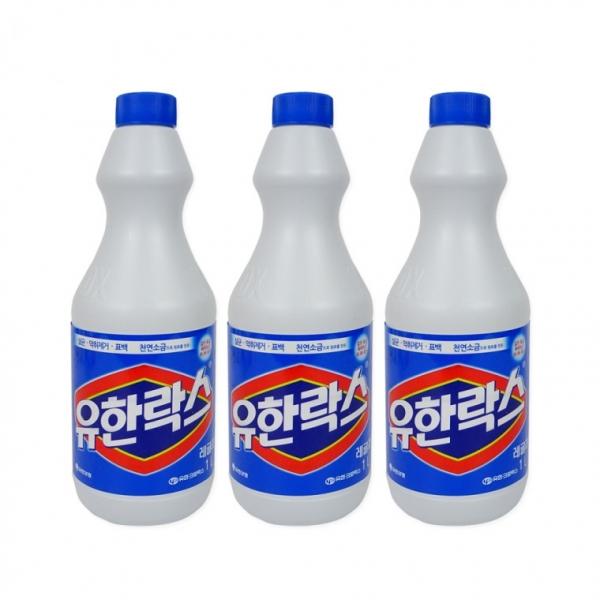 유한락스 1L(레귤러)-3개 살균 표백제 찌든때 묵은때 화장실청소 곰팡이