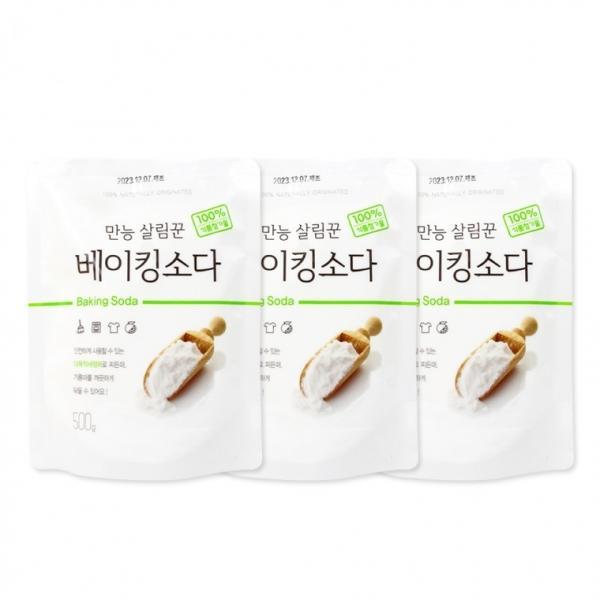 만능살림꾼 베이킹소다(리필 500g)-3개 주방세제 세제 과일세척 베이킹소다