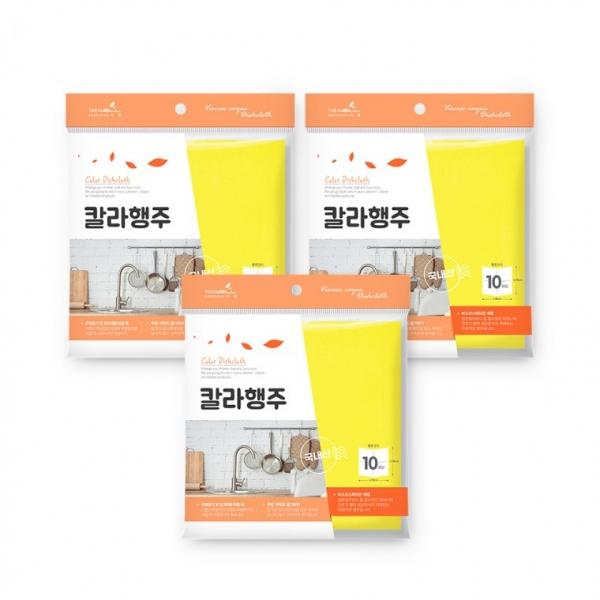 국산 고급칼라행주(10P)-3개 부직포행주 판촉용 홍보용 국산행주