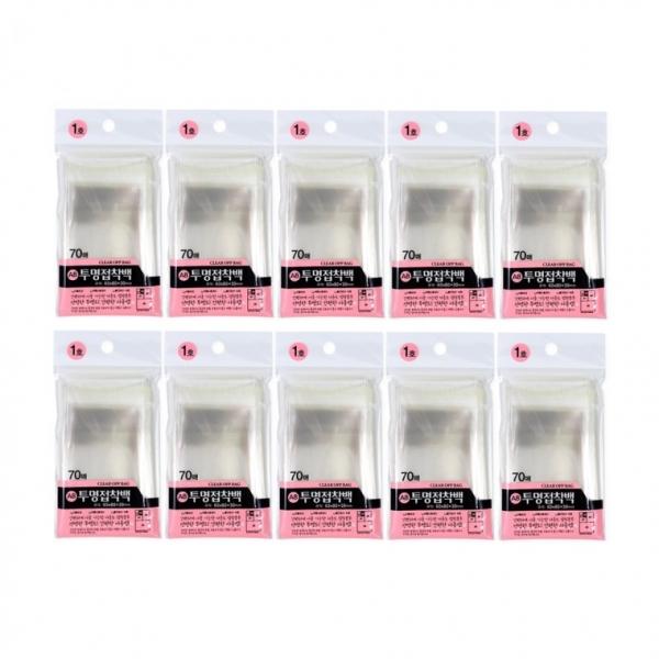 투명접착백 1호(60x80+30mm 70매)-10개 투명접착백 투명비닐 접착비닐 포장비닐 선물 비닐봉투