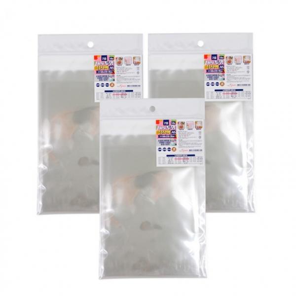 투명접착백 7호(160x220+30mm 14매)-3개 투명접착백 투명비닐 접착비닐 포장비닐 선물 비닐봉투