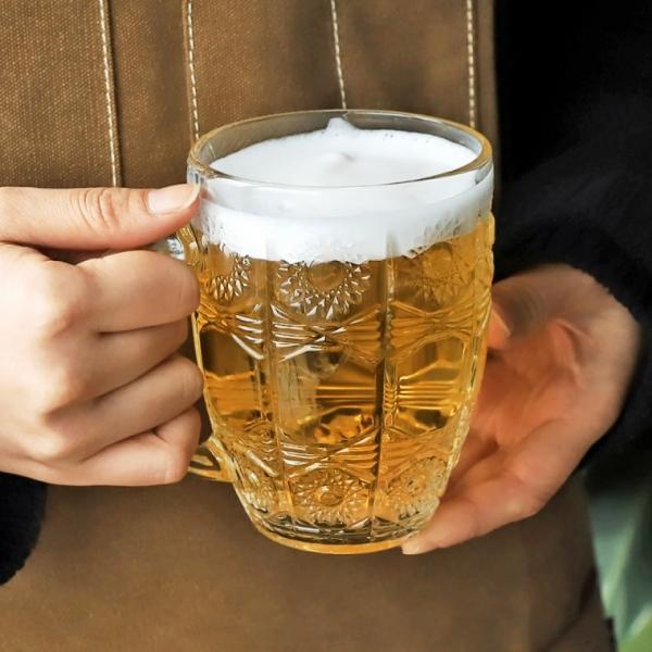 투명한유리 손잡이 맥주컵 500ml 2P