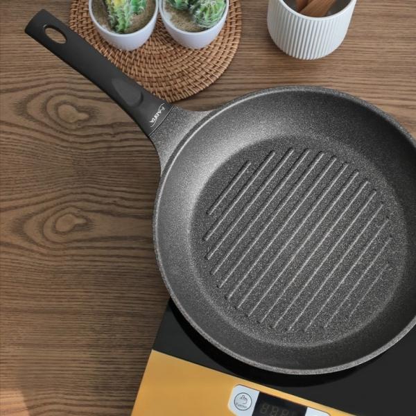 깔끔한 디자인 코팅 블랙 IH 그릴 프라이팬 28cm