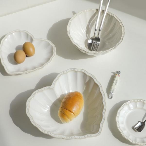 빈티지 디자인 화이트 도자기 큰접기 면기 샐러드볼 1p 단품