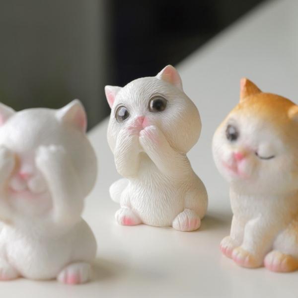 고양이 피규어 장식소품 동물 미니어처 4개 세트