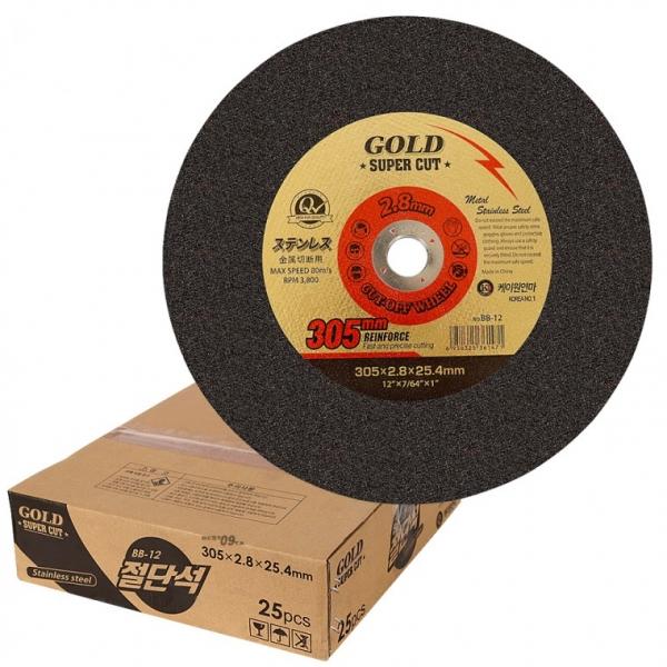 25장 케이원 절단석 12인치 BB-12 305mm 내경 25.4   고속절단기 금속절단기