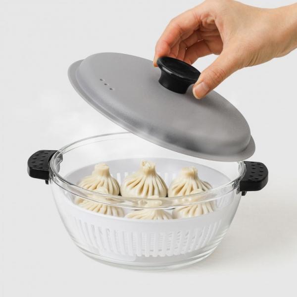 전자레인지 찜기 채반포함 베른 내열유리 그릇 오븐용기 2size