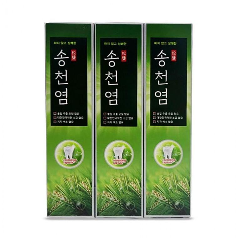 메디안 개운항 솔잎향 짜지 않는 송천염 치약 3개 생활 용품 잡화 욕실 죽염 잇몸
