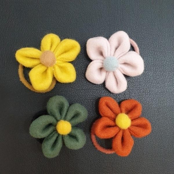 빅 사이즈 핸드메이드 울 플라워 머리끈 4컬러 포인트