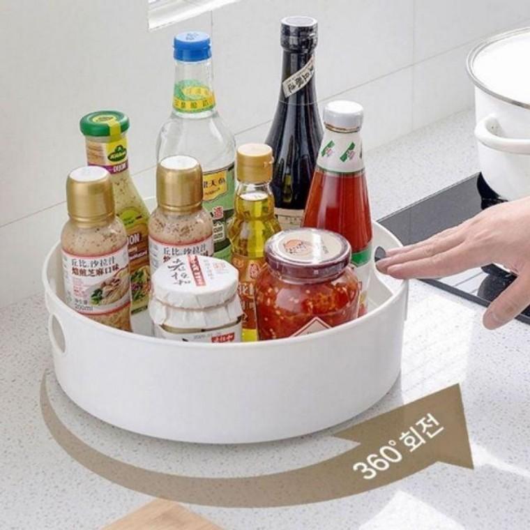 다용도 360도 회전트레이 선반 주방 욕실 정리 수납 360 도 화장품 보관함 캐리어 다용도 턴 용품