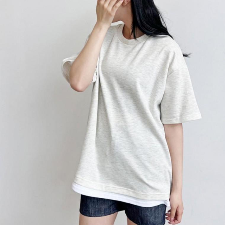 레이어드 반팔 여자 여름 기본 데일리 루즈핏