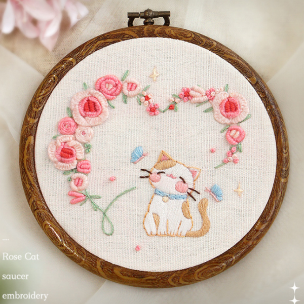 레트로 고양이 그림 자수 키트 취미 선물 집중