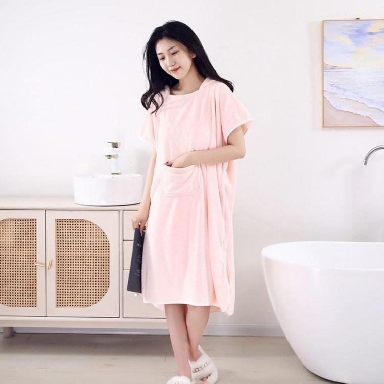 핑크 수면 가운 가정용 부드러운 원피스 샤워 커플 목욕 여름 겨울 잠옷 여성 골프