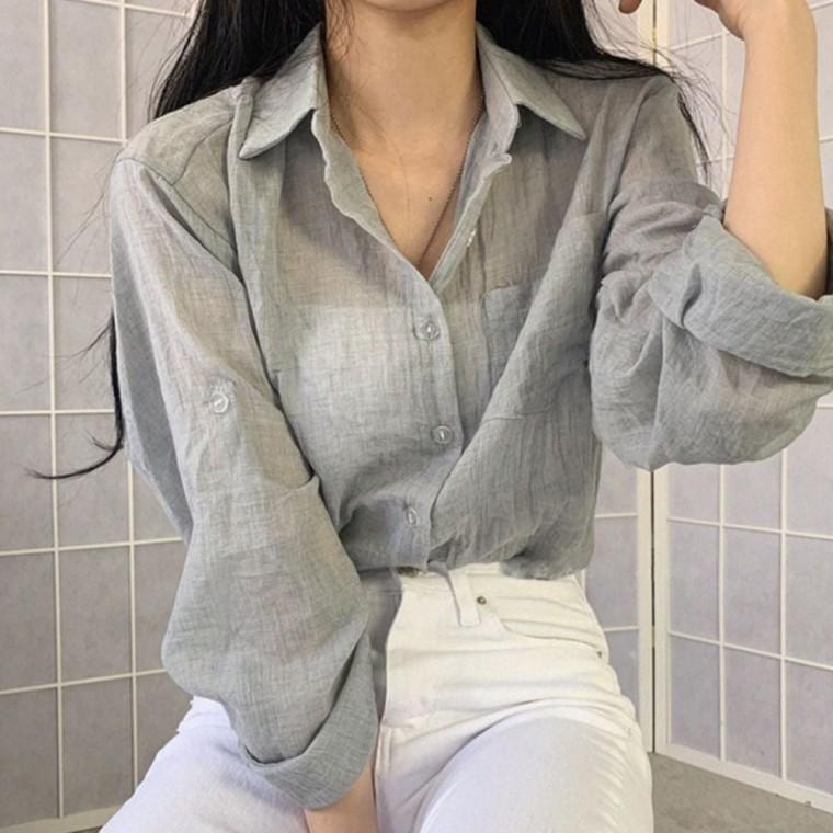 셔츠 어반 시어 롤업 남방 면셔츠 면남방 여름 데일리 그레이