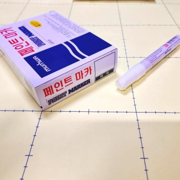 12개 1타스 하양 문화 페인트 마카 유리에쓰는 펜 화이트
