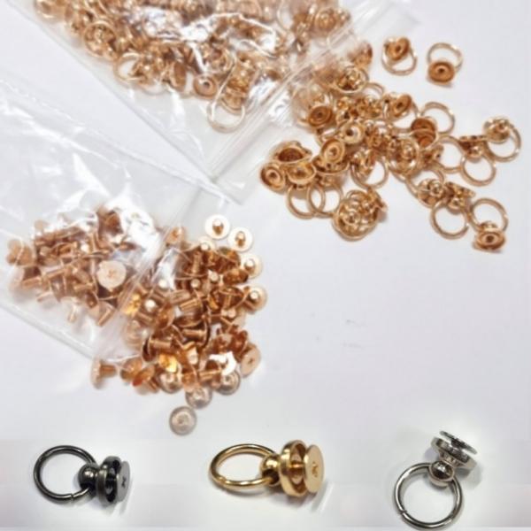 100P 골드 블랙 실버 오링 솔트레지 10mm 핸드폰 스트랩 고리 나사포함