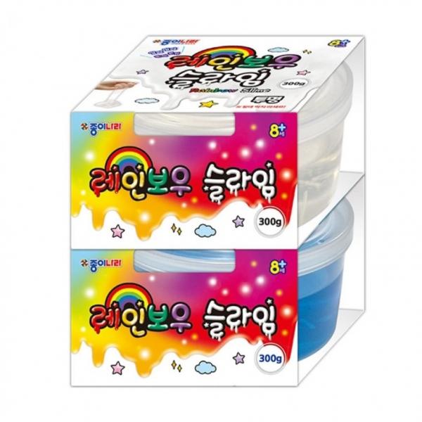 2색 1개 300g 레인보우 슬라임 젤리 질감 말랑말랑 슬라임만들기 촉감놀이