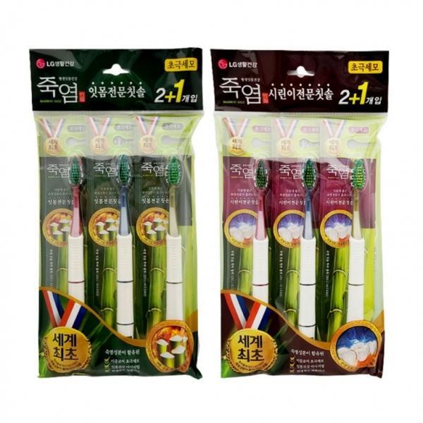 LG 죽염 잇몸 시린이 전문칫솔 초극세사모 2+1 치솔 죽염성분 혀클리너 칫솔