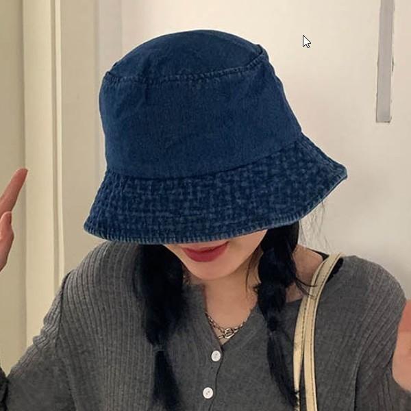 데님 벙거지 청색 무지 심플 꾸안꾸 데일리 스트릿 패션 캐주얼 여름 봄  코디 편안한