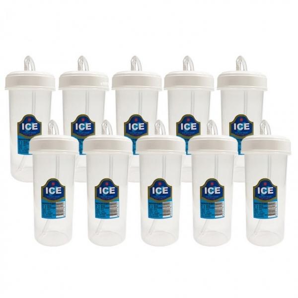 덕신 빨대컵(300ml)x(10개)병원물컵 빨대물병 환자용 PP빨대
