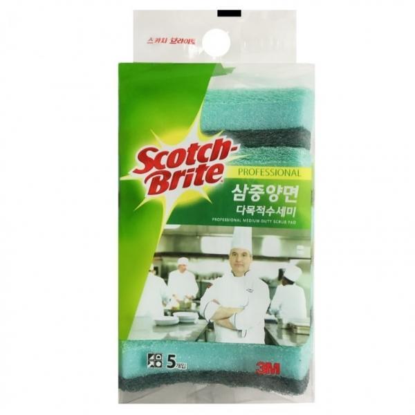 3M (삼중양면)다목적 수세미(5개입 90x115)항균수세미
