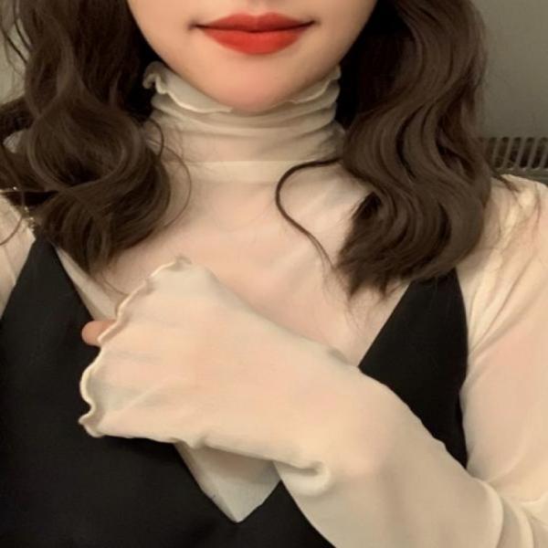 G124797 시스루 폴라 블라우스 긴팔티