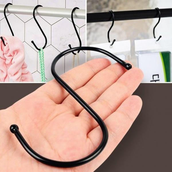 S자고리 블랙 10P 특대형 S고리 S걸이 벽 진열대 후크 블랙스텐고리 대형 s걸이 s자 후크 가방걸이