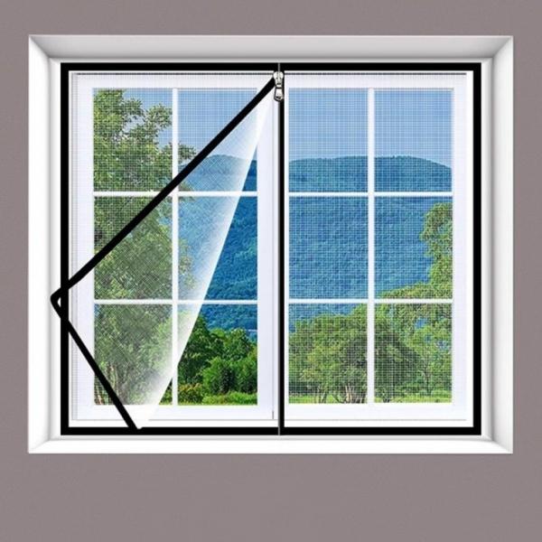 창문 지퍼방충망 모기 벌레차단 간편설치 120x150cm 망 방충 커튼 지퍼 창문 여닫이 간이 모기
