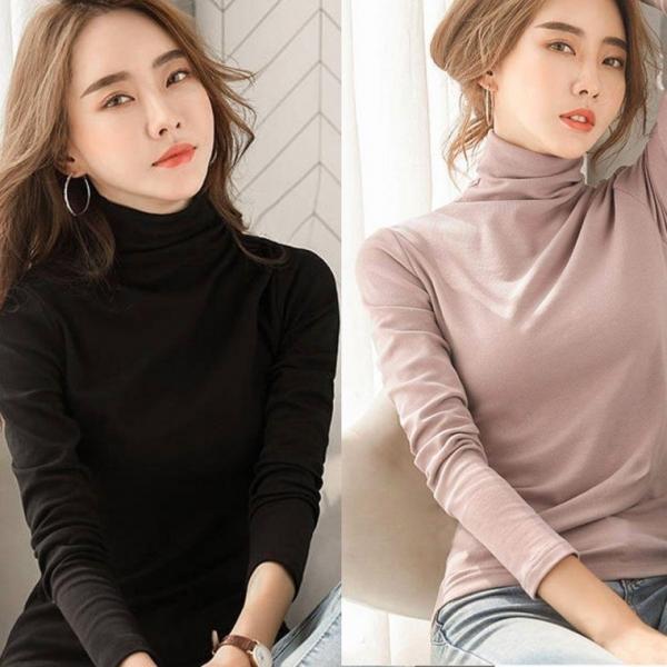 겨울 기모 목티 폴라 티셔츠 무지 기본이너 레이어드 스판 온 슬림 여자 티셔츠 기모 티 터틀넥 목티