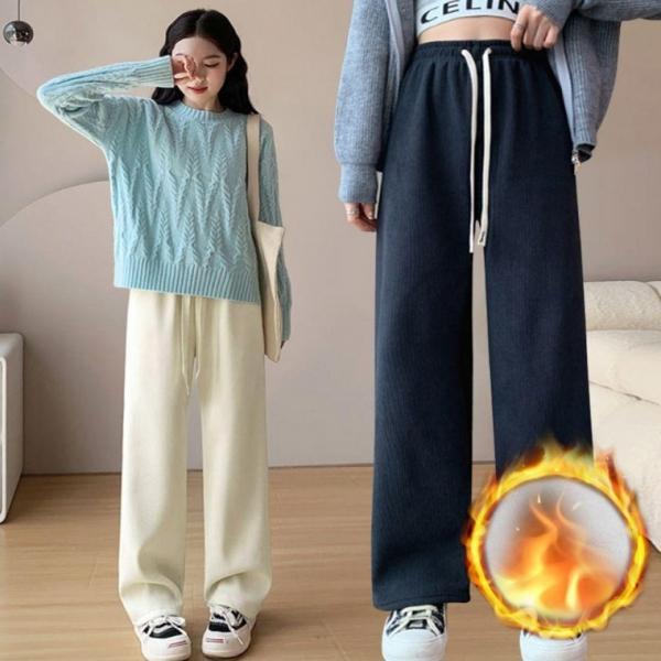 코듀로이 기모 바지 골덴 일자 밴딩 겨울 벨벳 팬츠 와이드 골덴 스판 팬츠 트레이닝 코듀로이 일자 바지