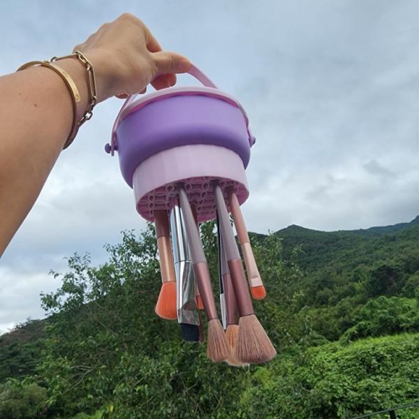 메이크업 브러쉬 퍼프 세척 꽂이 건조