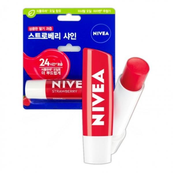 니베아 립케어 스트로베리 샤인 4.8g -D