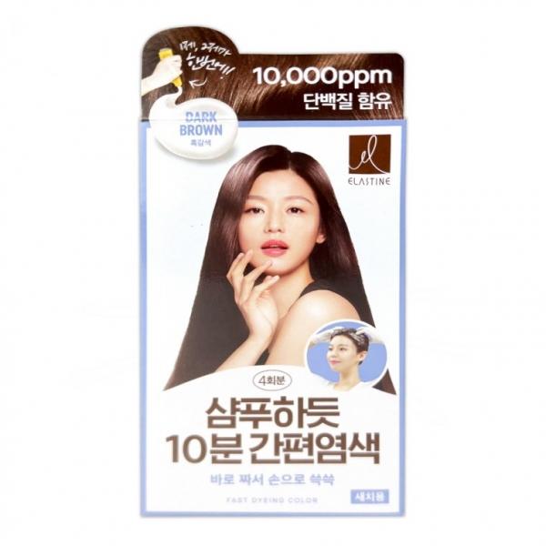 엘라스틴 샴푸하듯 10분 간편염색약 새치용 흑갈색 4회분 -D