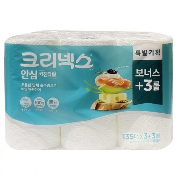 크리넥스 안심 키친타월 135매 6롤 -D