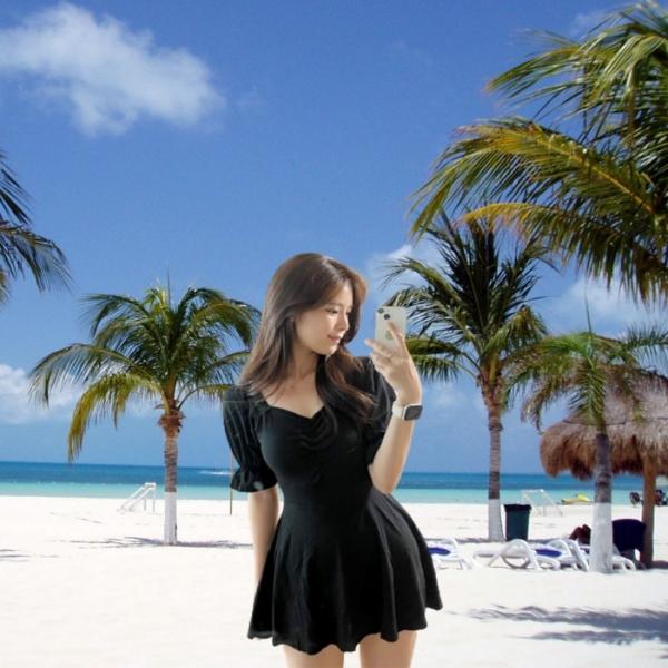 [이거찜] 체형커버 원피스모노키니 원피스 수영복 셔링 커버업