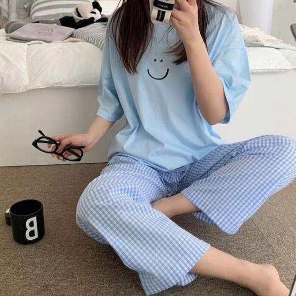 [위드기프트] 기분죠아 스마일 체크 잠옷상하세트