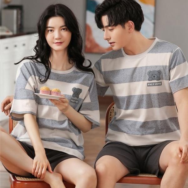 [위드기프트] 커플 썸머 단가라 커플잠옷