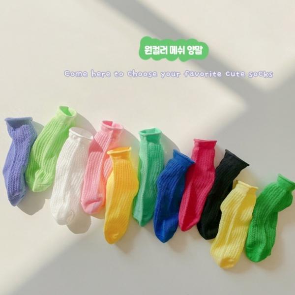 [앙상블] 원 칼라 메쉬 여름 양말 삭스 키즈 유아 아동 여아 남아 셋트 어린이집 선물