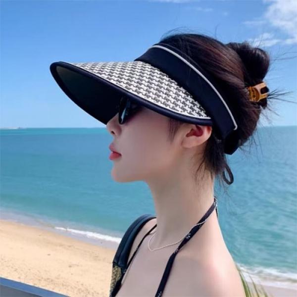 은창]로맨틱 챙 패턴 장식 선캡 모자 벙거지모자 사계절 선캡 썬캡 여름 캡모자 밀짚 왕골 나들이 휴가 비