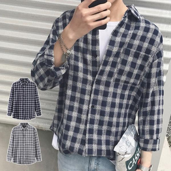 남자 데일리 셔츠 구김없는 캐주얼 긴팔 체크 남방