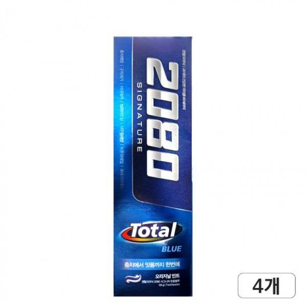 애경 2080 시그니처 토탈블루 치약 125g x 4개 프라그제거