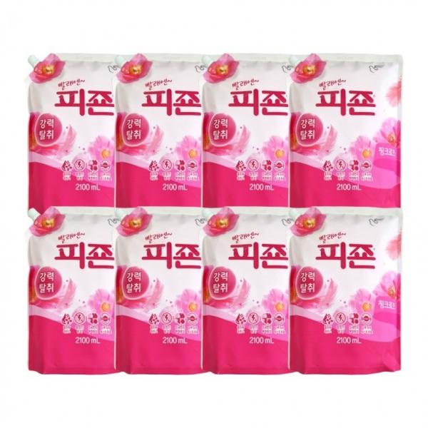 피죤 핑크로즈 리필용 2100ml 8입 -1박스