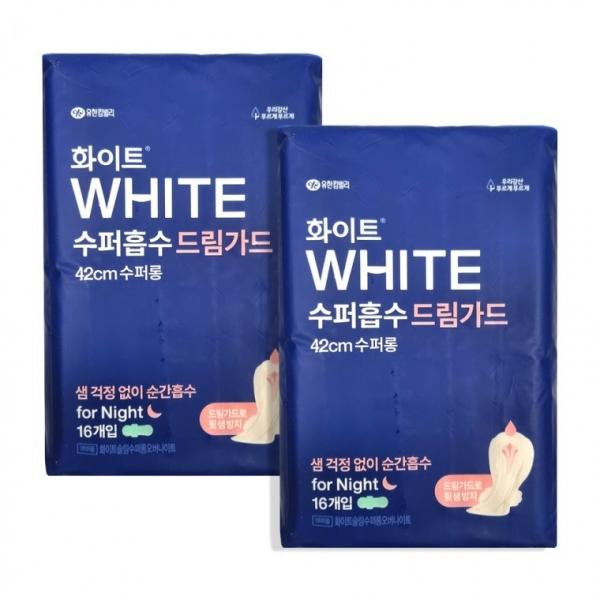 (1+1)화이트수퍼흡수 드림가드 수퍼롱 오버나이트42cm (16개입x2)