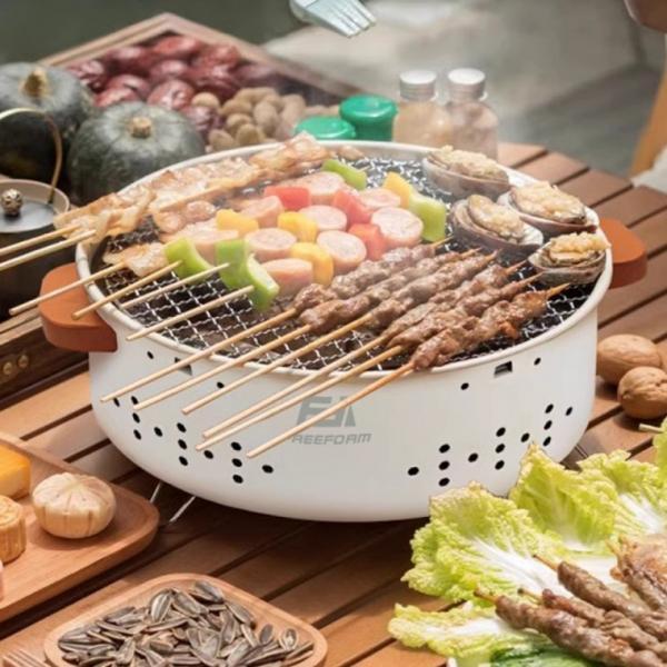 K30 미니 원형 바베큐그릴  캠핑 차박 야외 가정용 펜션 그릴 분리세척 화로구이 보관가방