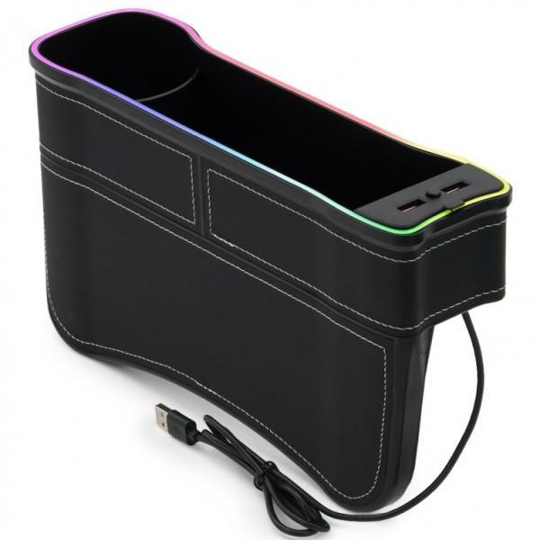 차량용 멀티 사이드포켓 컵홀더 틈새 수납함 무드등 QC3.0 USB 충전기 C80 보조석