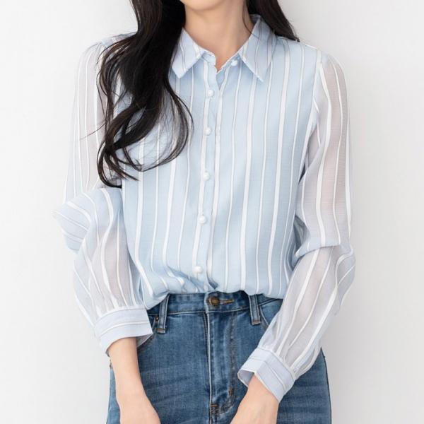 KAA 8523 여자소매시스루긴팔블라우스